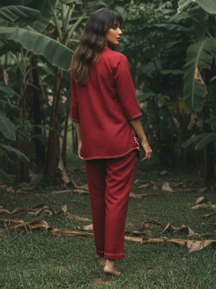 Ivanka brick cotton embroidery co-ord set
