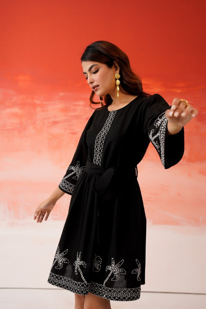 Tatva anchor embroidery cotton dress