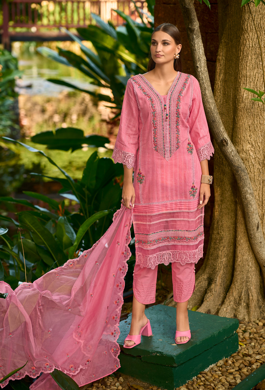 Tasneem Rose Embroidered Pakistani Suit Set