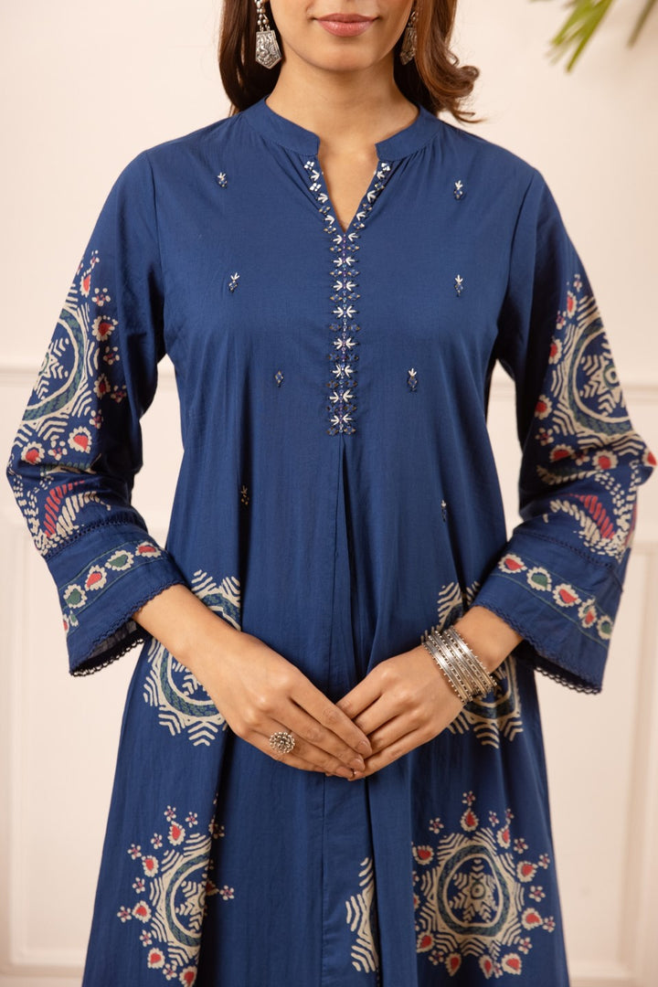 Karen Cobalt printed kurta pant set