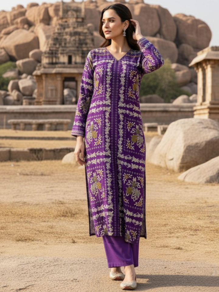 Kabool orchid printed Kurta pant set