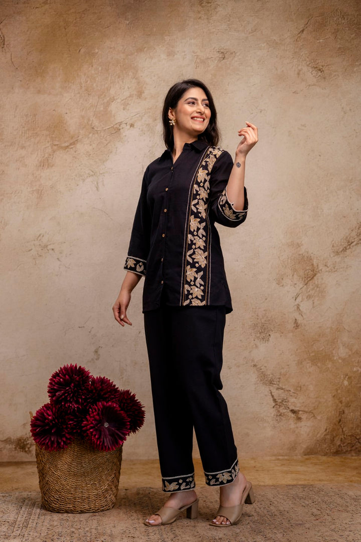 Viyona Jet Embroidered Co-ord Set