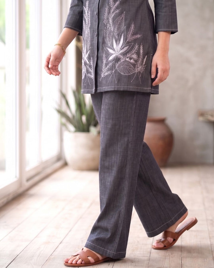Prisha fossil embroidery denim co-ord set