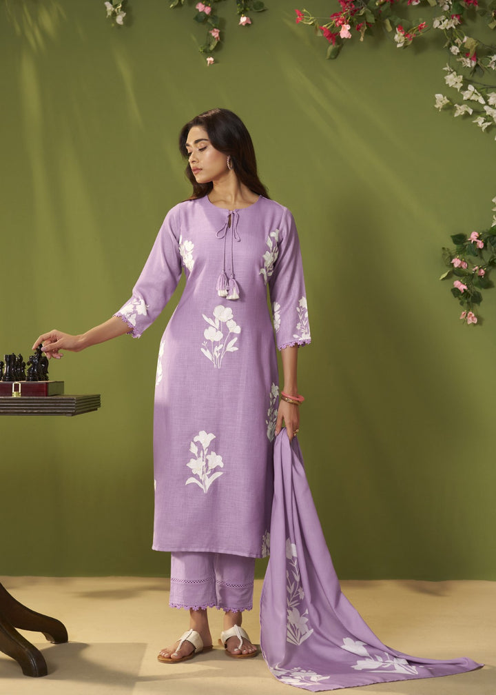 Itrh amethyst cotton linen suit set