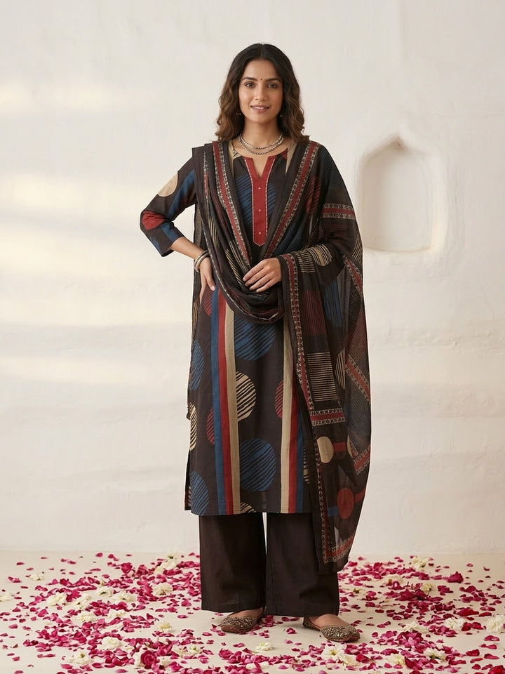 Swades jet cotton printed suit set