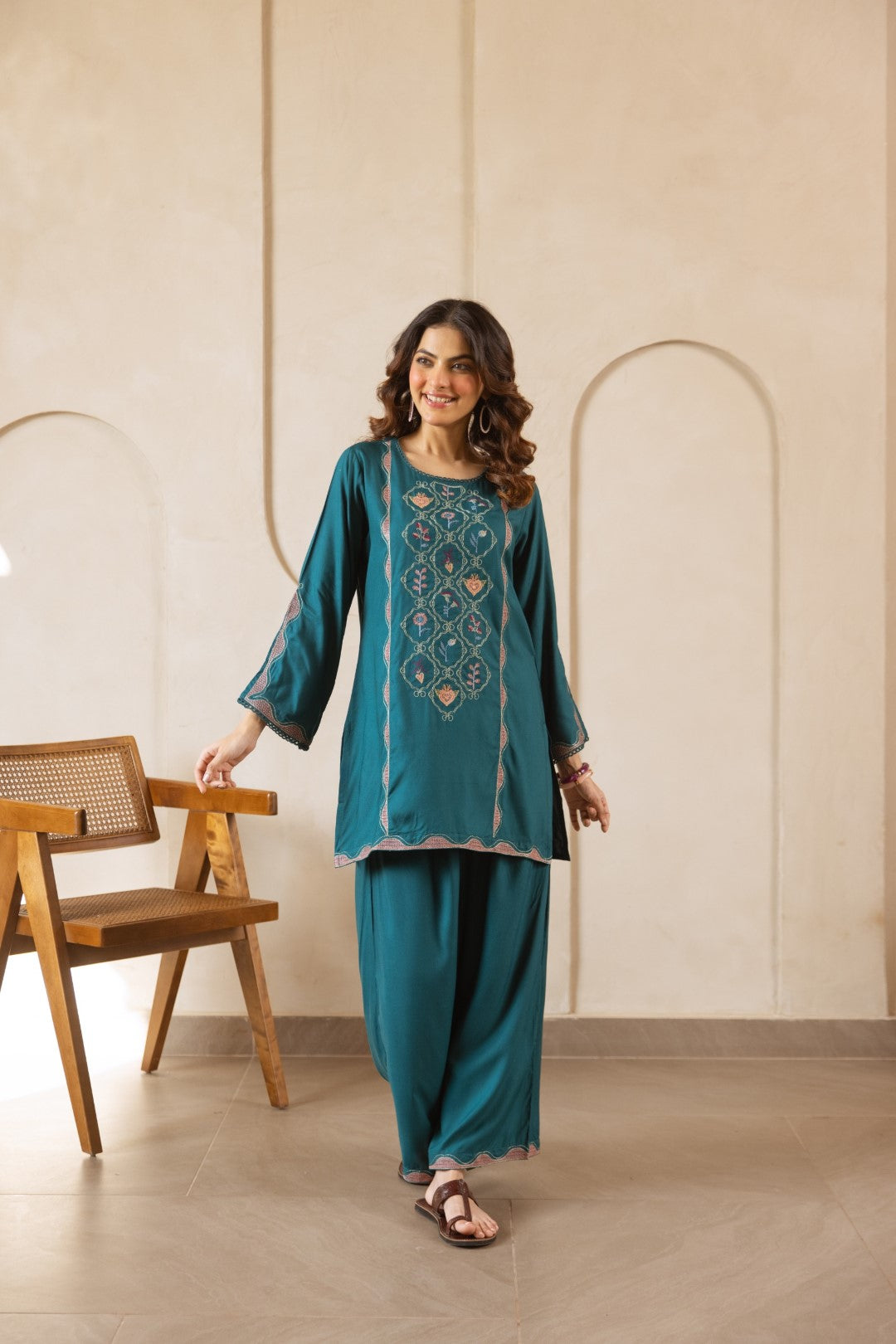 Karen ocean embroidery co-ord set