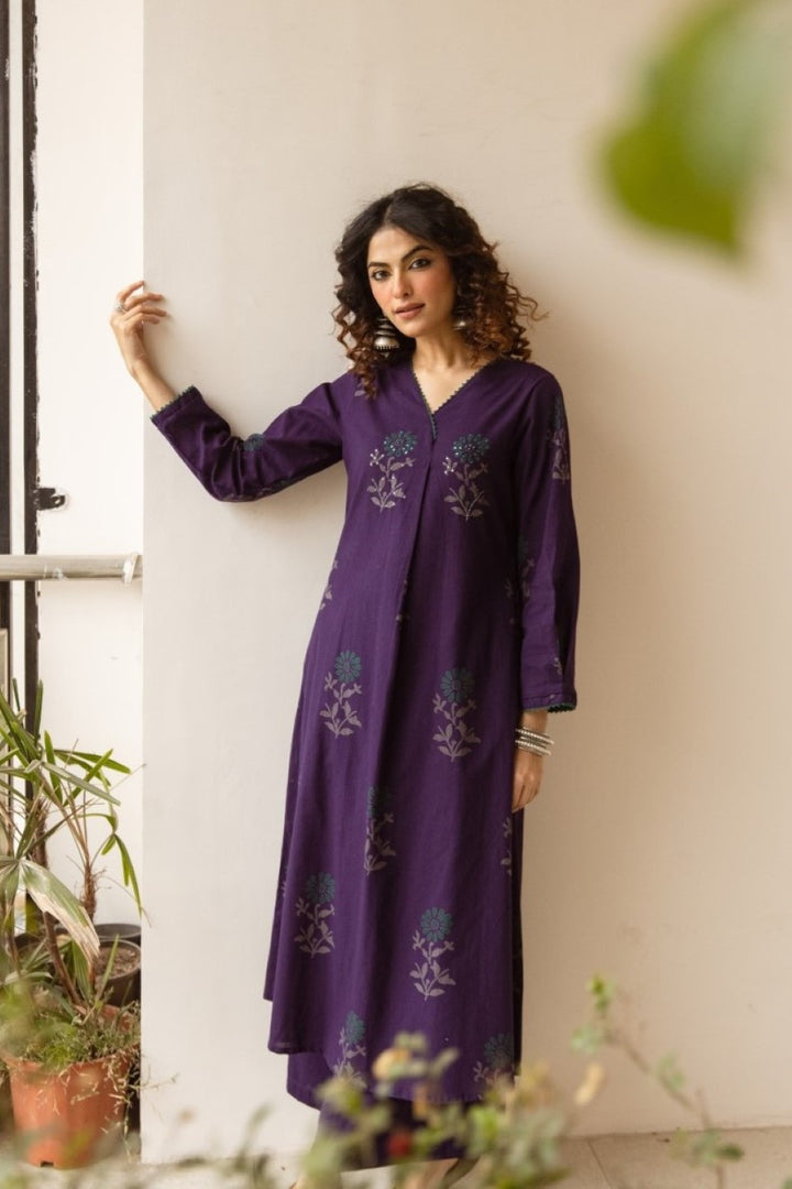 Karen Tyrian cotton kurta pant set