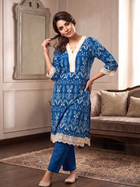 Tashvika Indigo Cotton Kurta Pant set