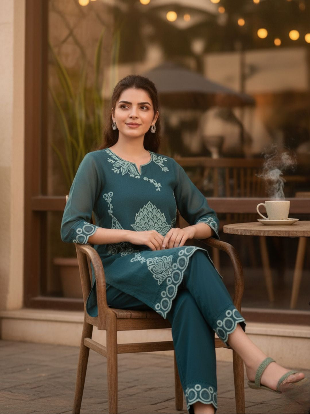 Srijan Fern Embroidered Co-ord set