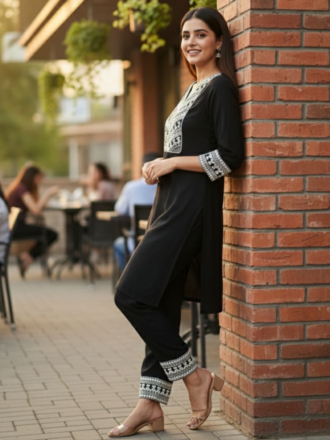 Leena Charcoal Embroidery Co-ord Set