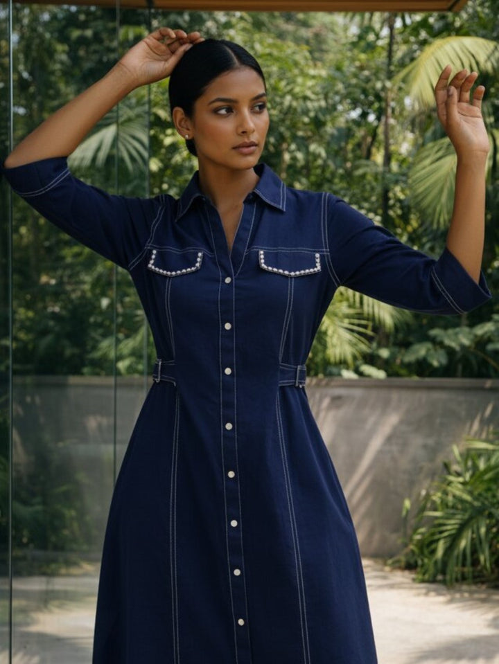 Ivanka azure denim cotton dress