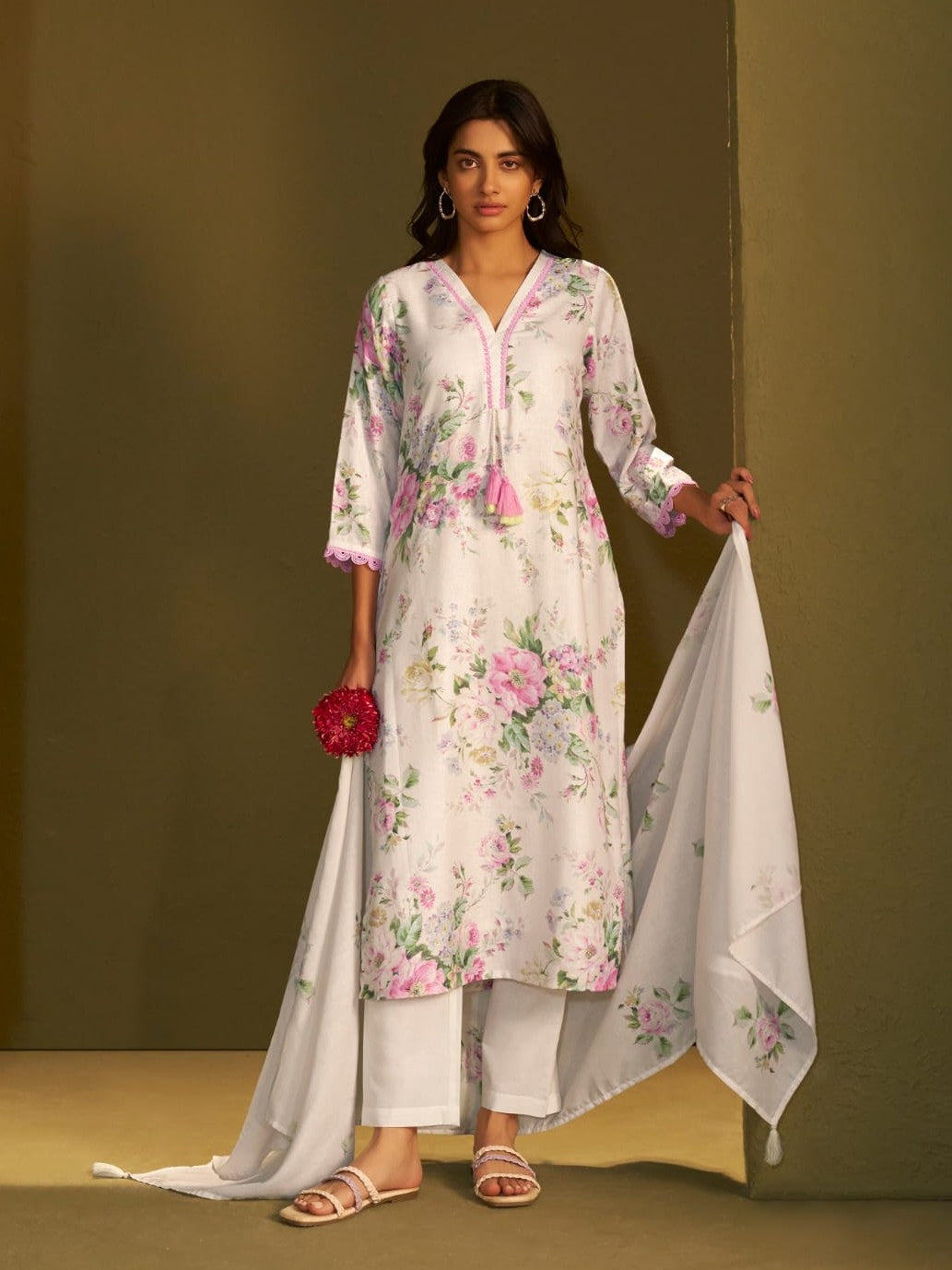 Itrh peony cotton linen suit set