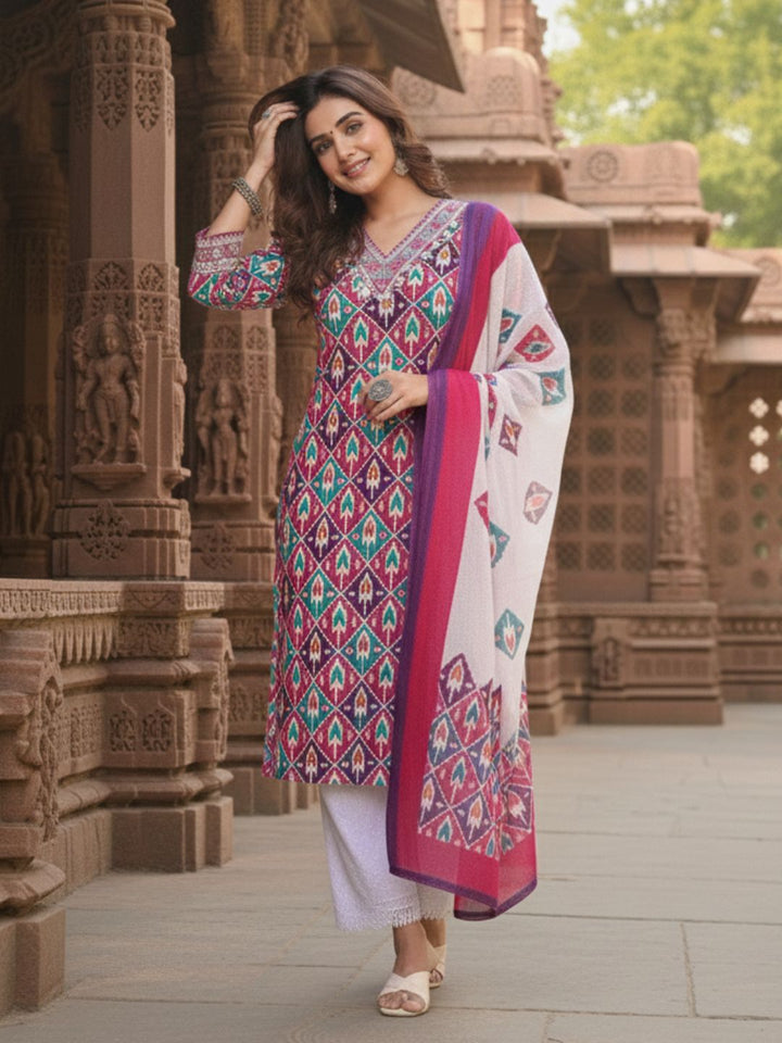 Aranya Ikat Print Premium Pure Cotton Suit Set