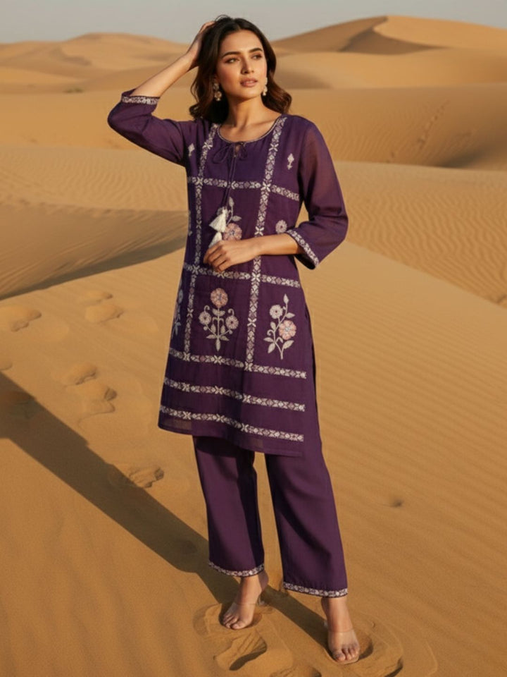 Parikrama Orchid embroidery co-ord set