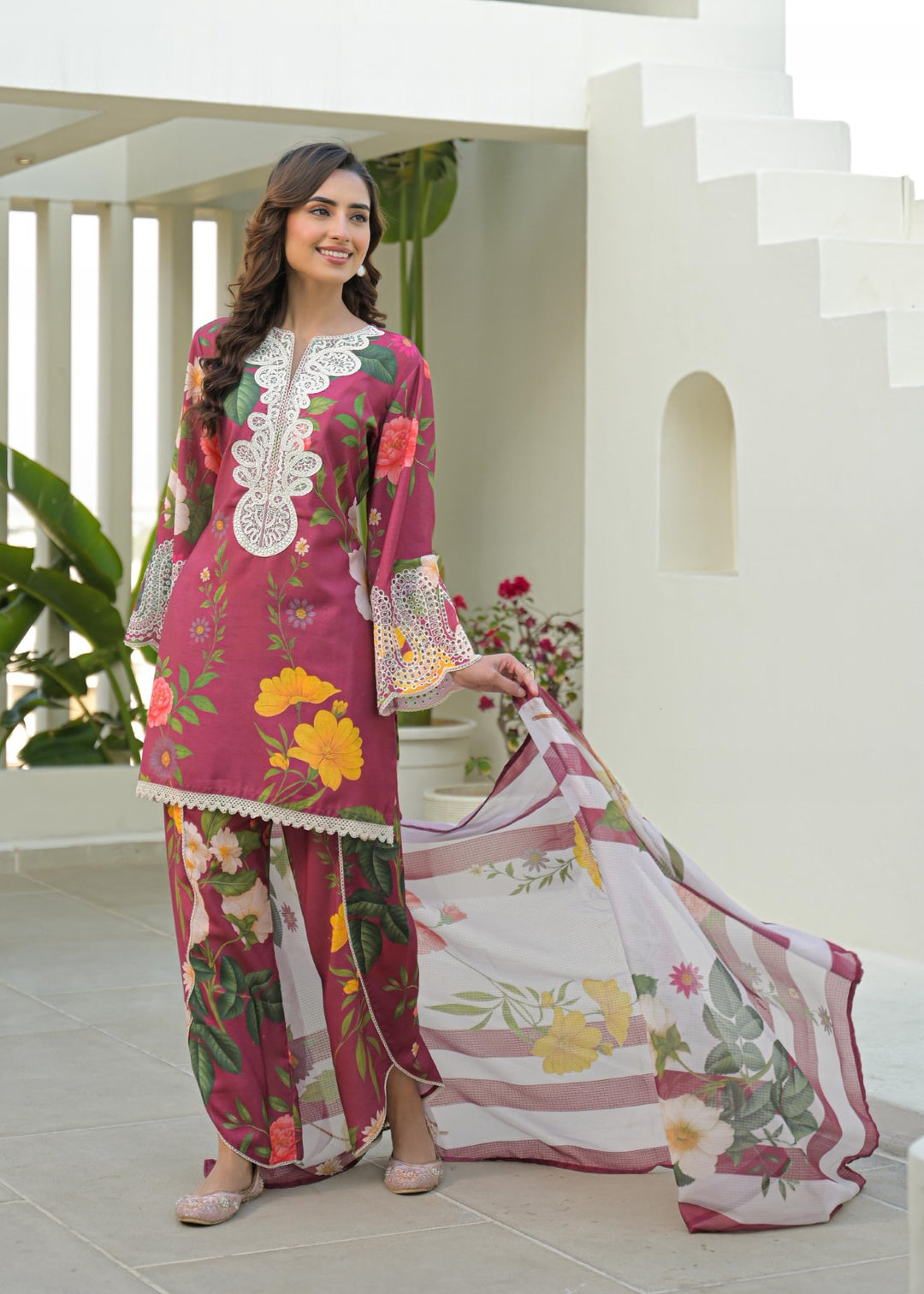 Dagdai brink printed lace suit set