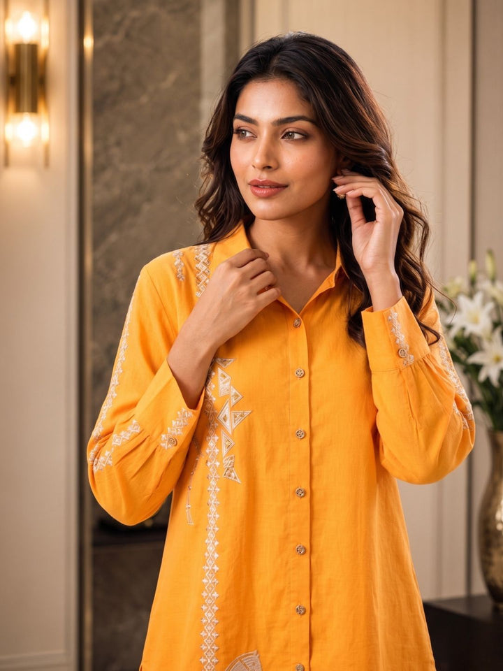 Tridhara Tangerine Cotton Co-ord Set