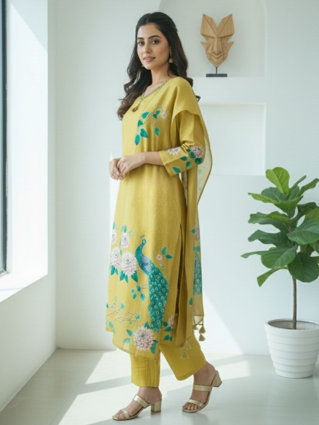 Reet Gold Printed Work Suit Set