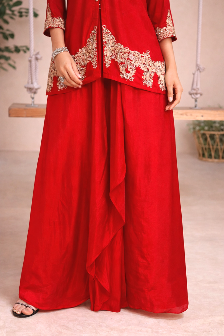 Rasā Scarlet Handwork Luxury Fusion Wear Set