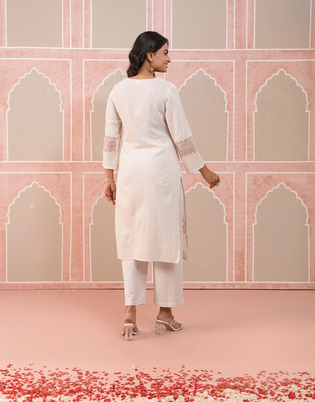 Drona merino embroidery cotton kurta pant set