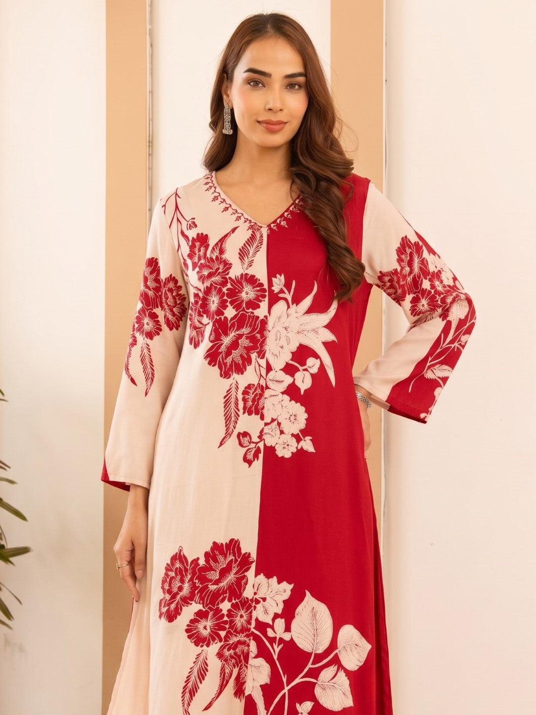 Karen cranberry cotton kurta pant set