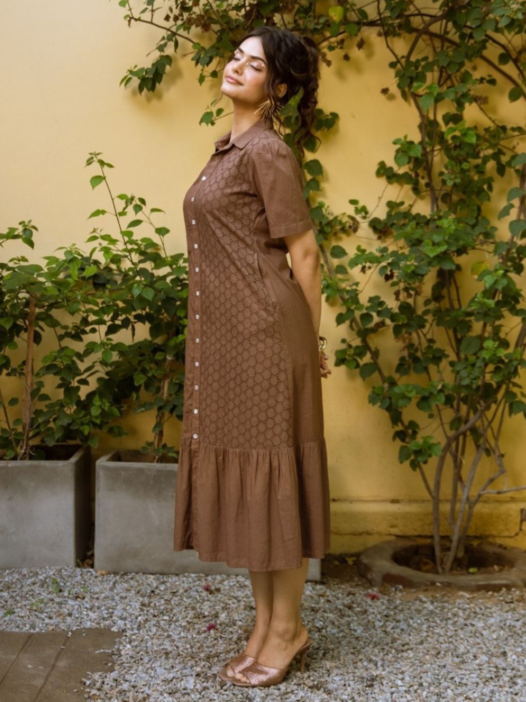 Ravya peanut embroidery cotton dress