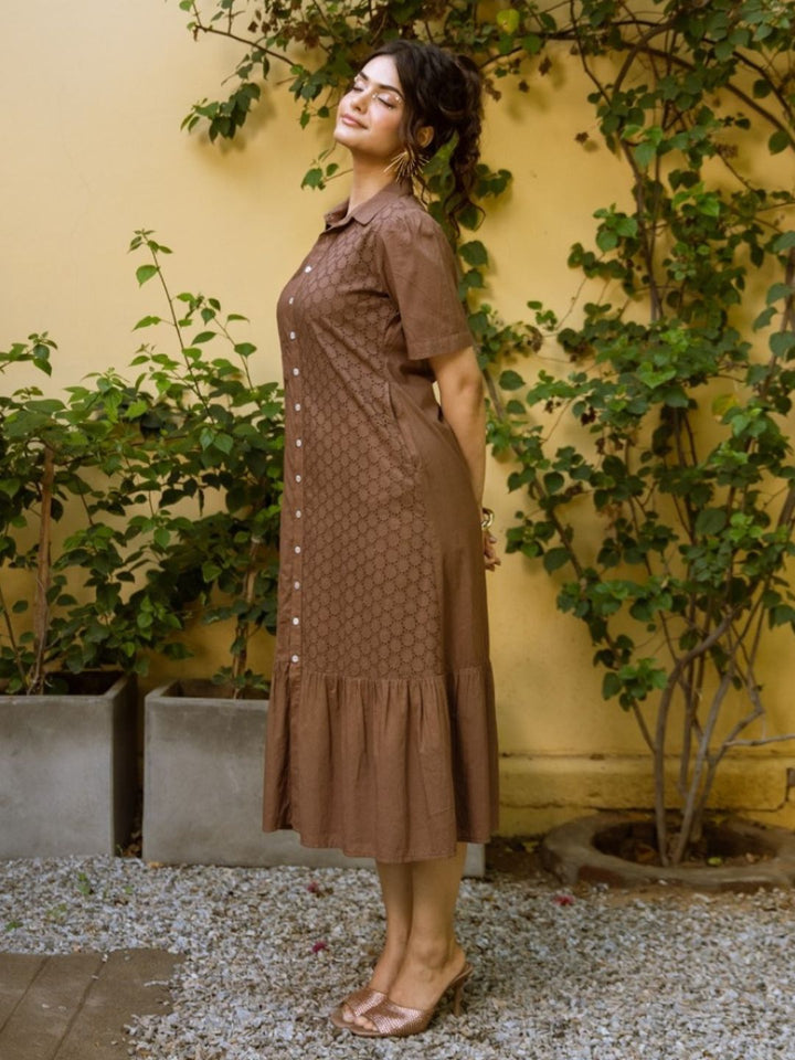 Ravya peanut embroidery cotton dress