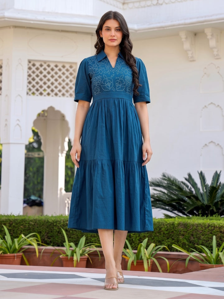 Esmera azure embroidery cotton dress