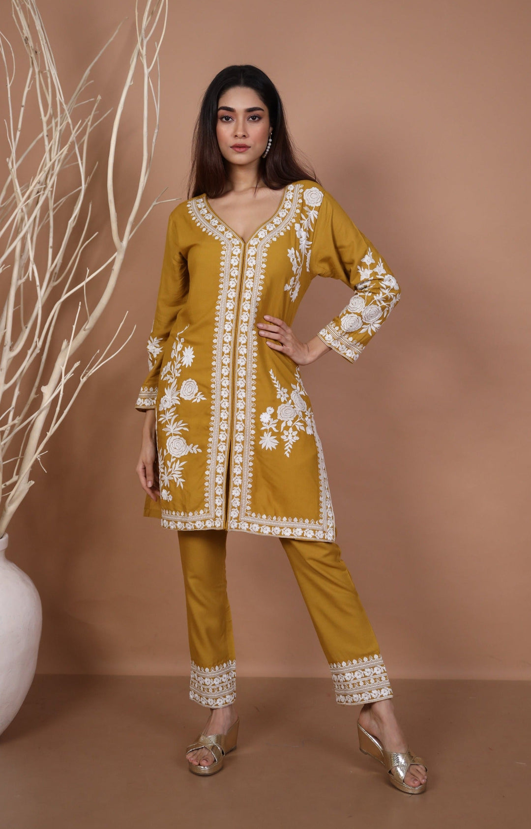 Iris Yellow Embroidered Co-ord Set
