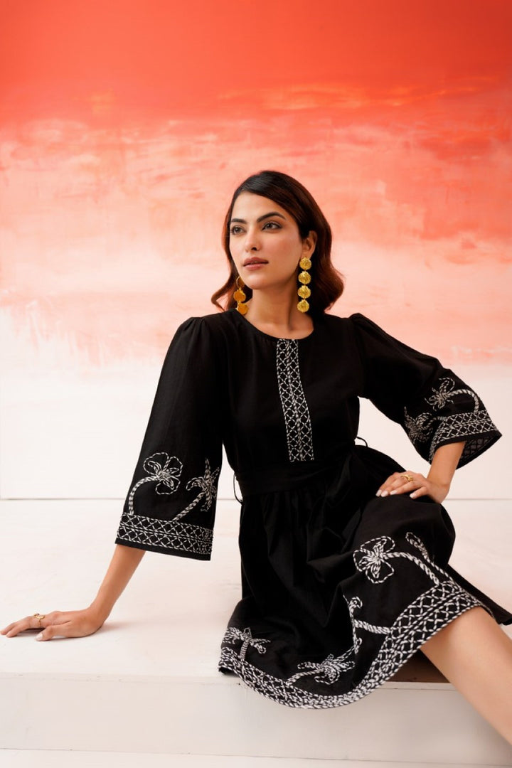 Tatva anchor embroidery cotton dress