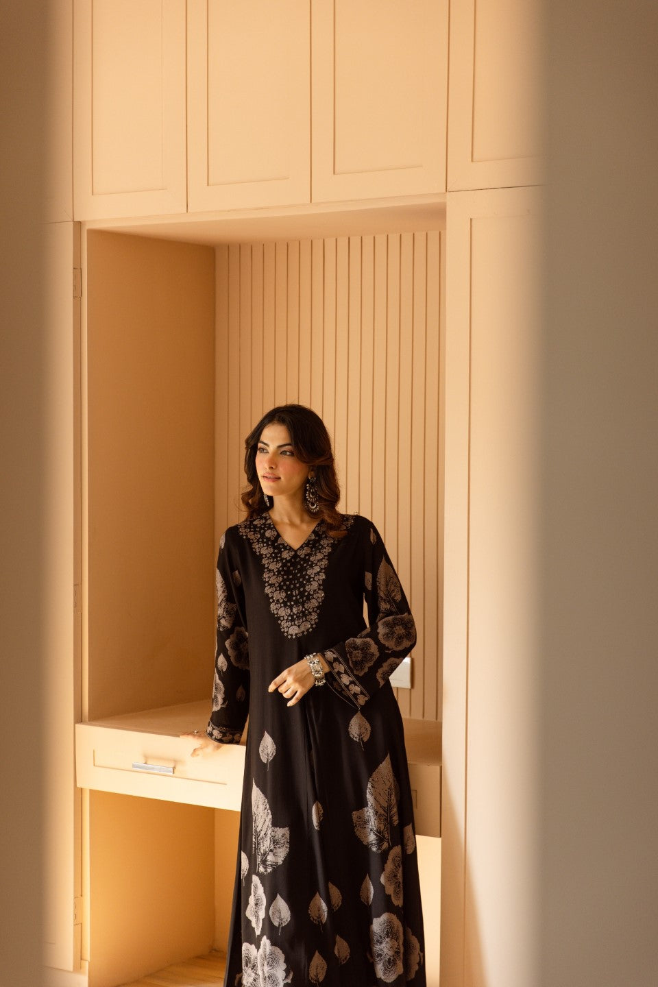 Karen coal printed cotton kurta pant set