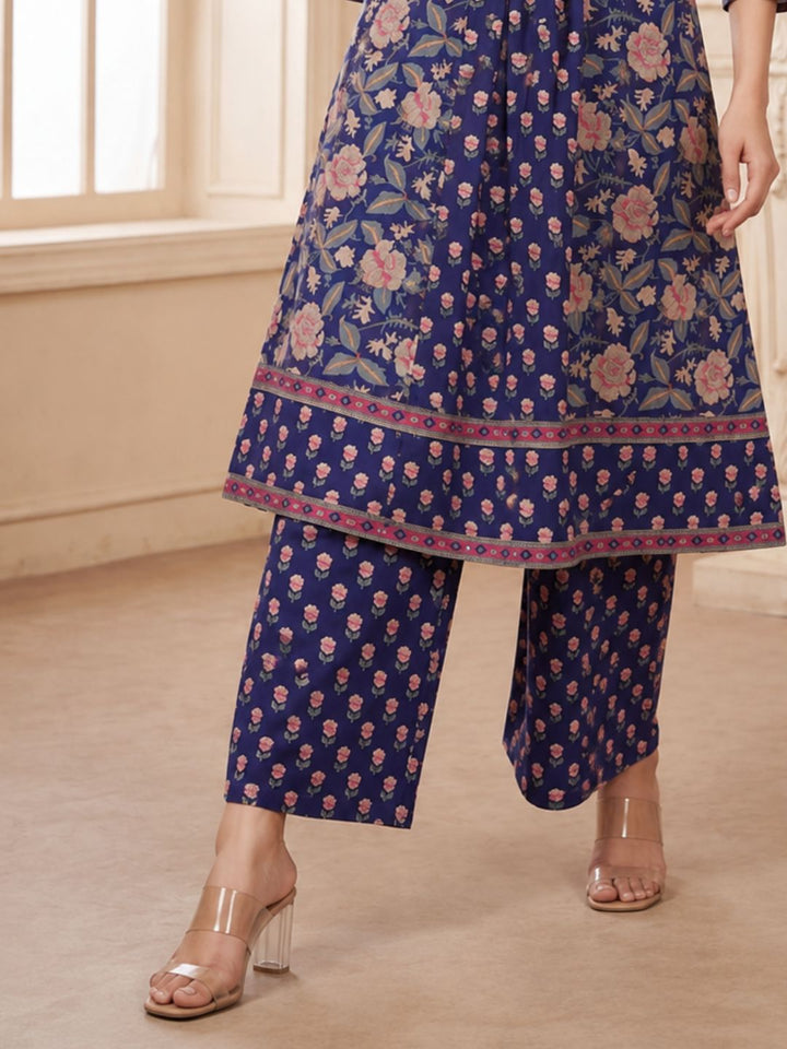 Sahila Navy Cotton Suit Set