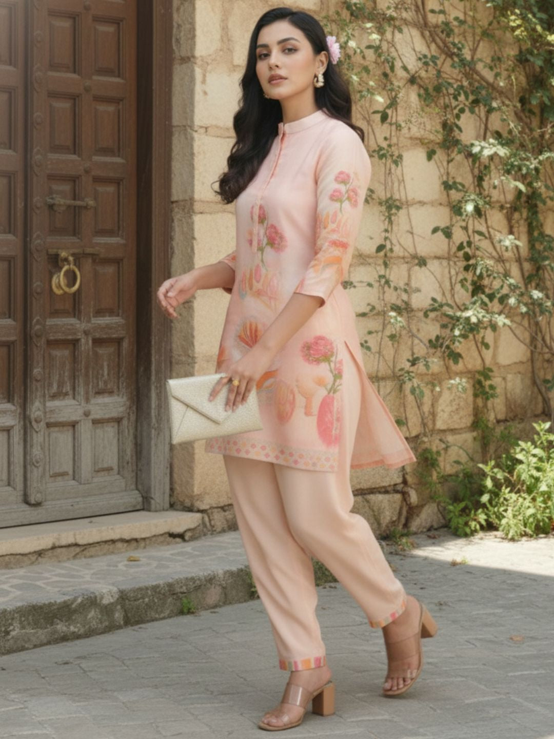 Palash Salmon Premium Co-ord Set