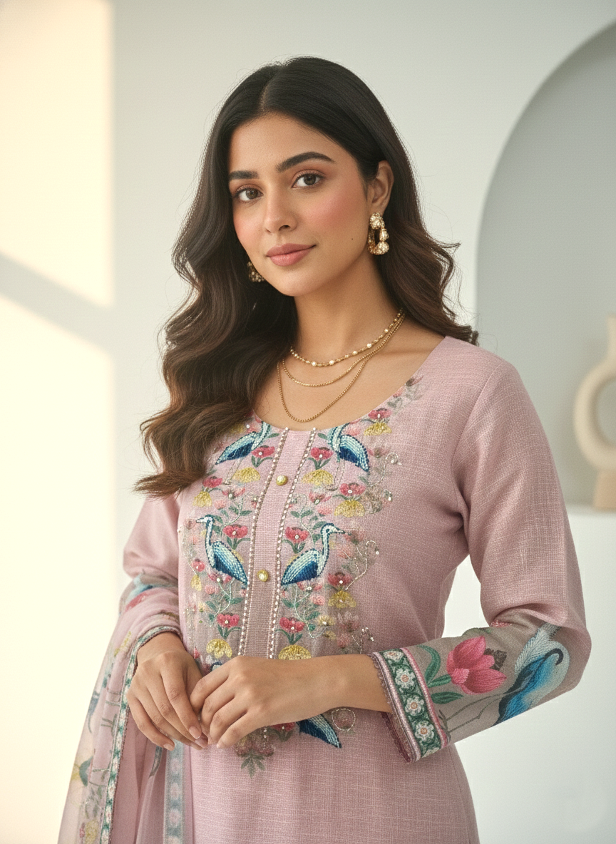 Reet Mauve Printed Work Suit Set