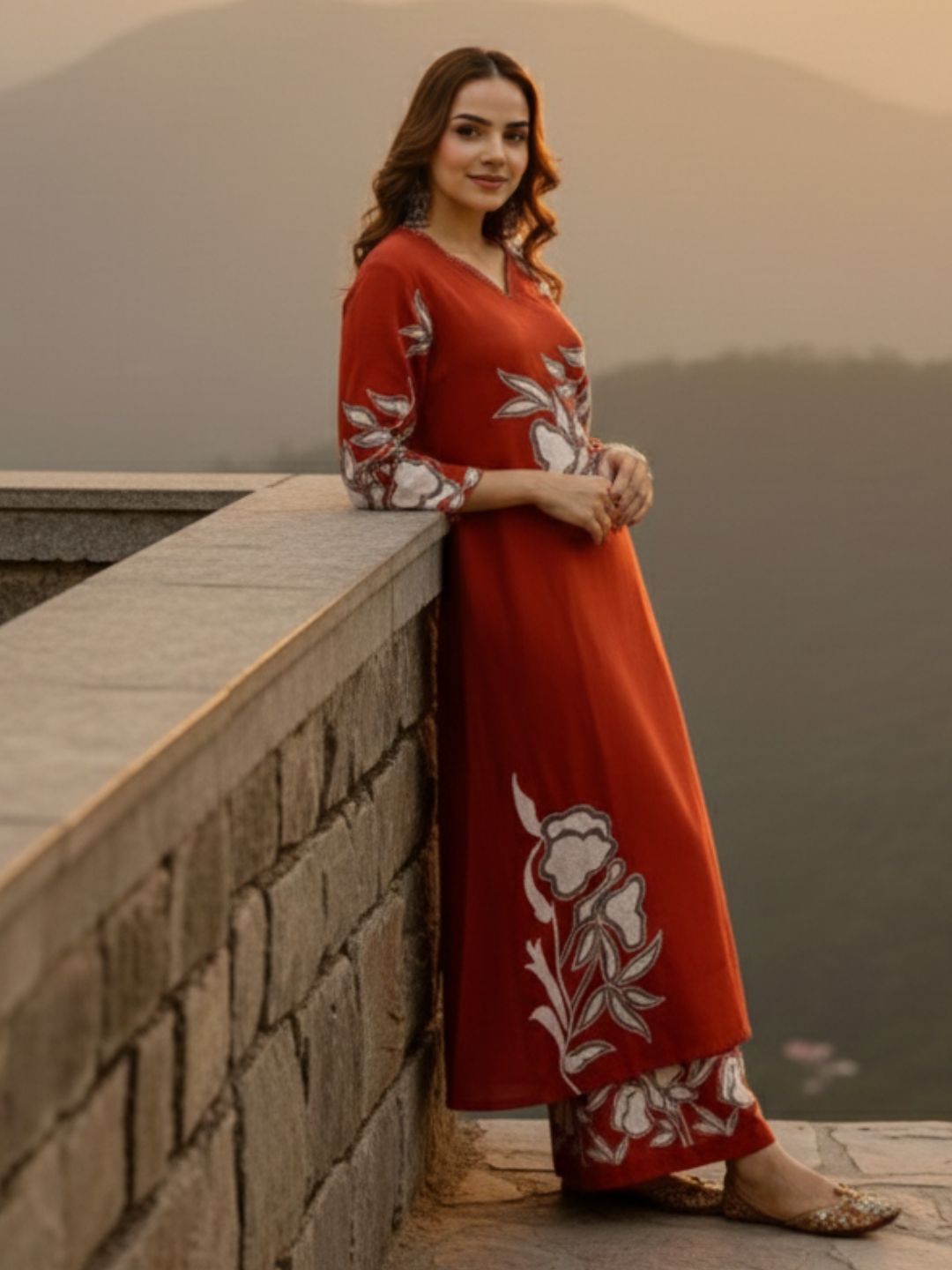 Bakul Rust Digital Print Kurta Pant Set