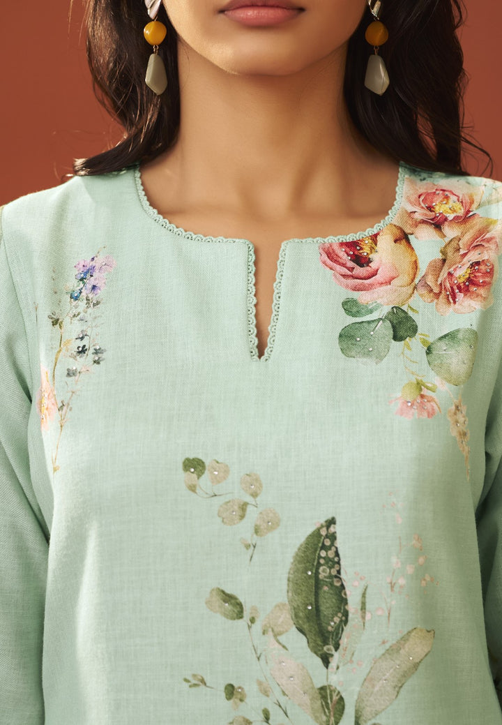 Itrh kelly printed cotton linen suit set