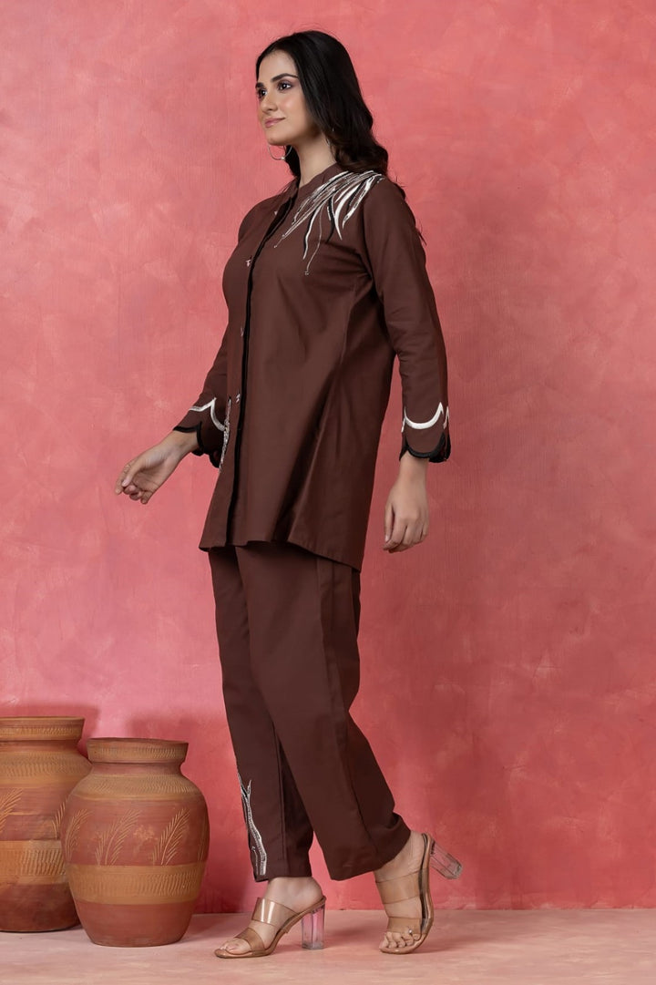 Gaur mulberry embroidery cotton co-ord set