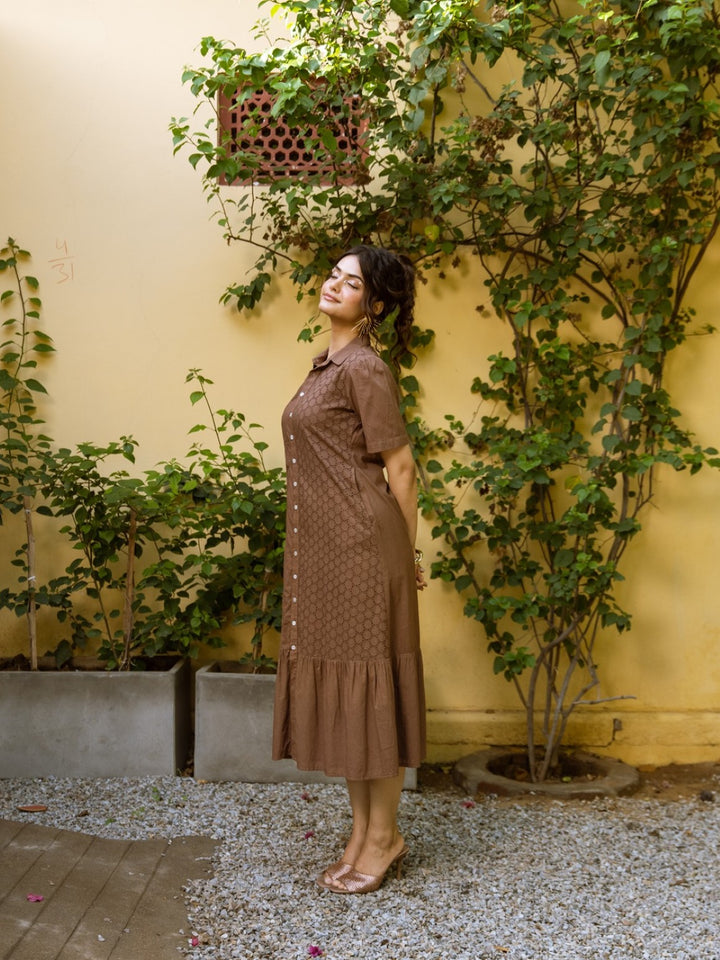 Ravya peanut embroidery cotton dress