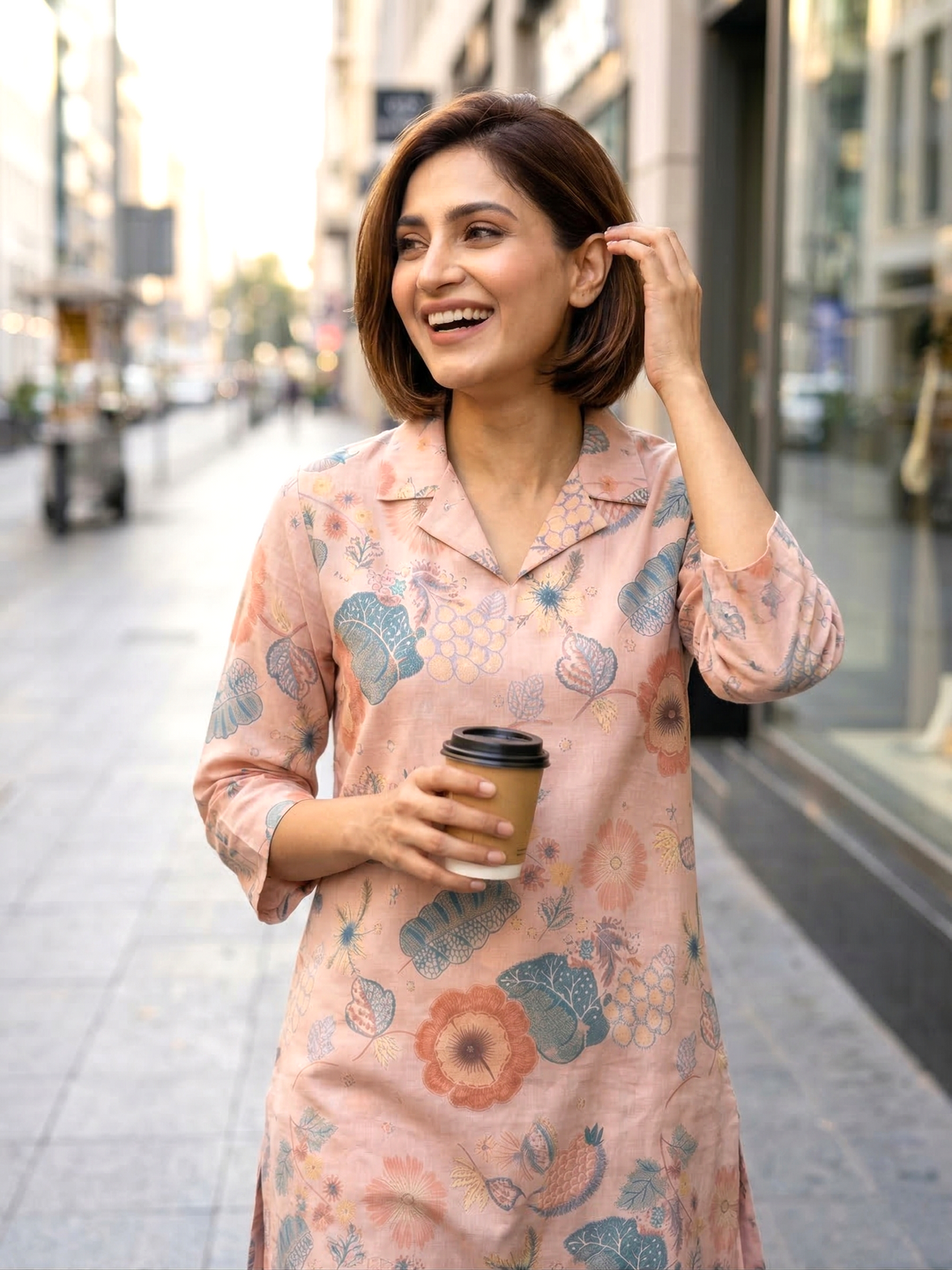 Bindiya rose linen kurta pant set