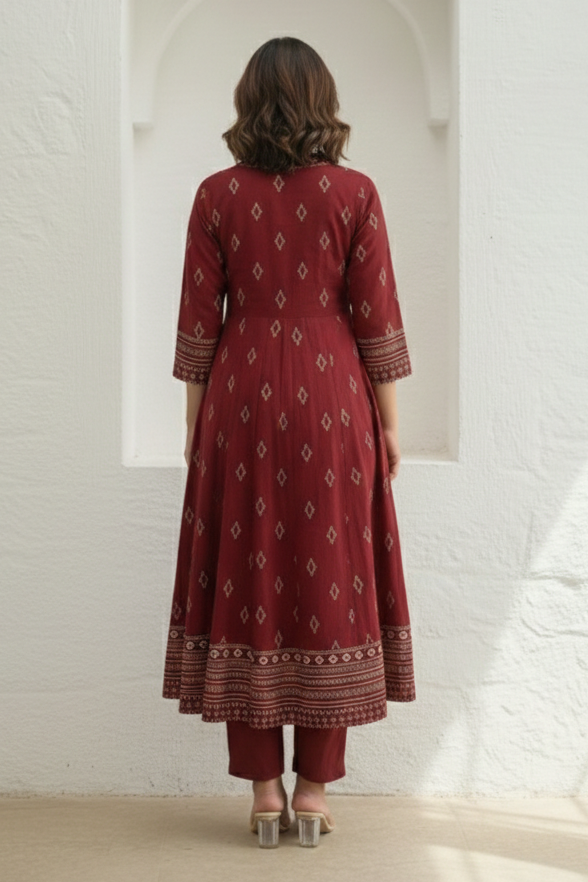 Vairagi Brick Printed Work Suit Set