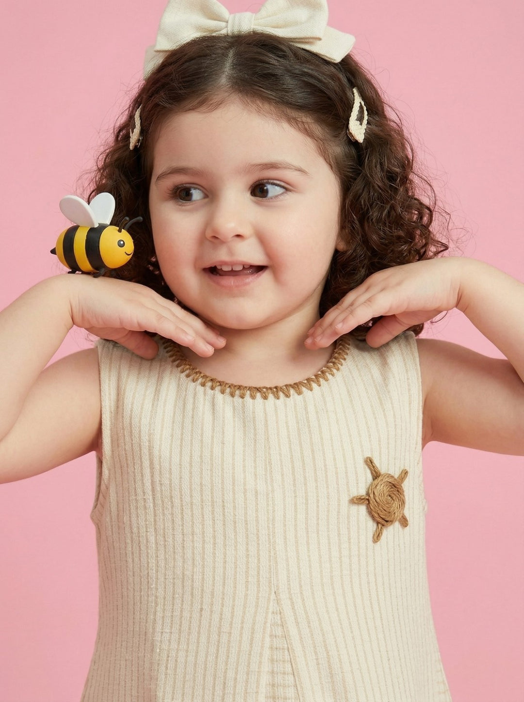 Joy caramel kids cotton dress