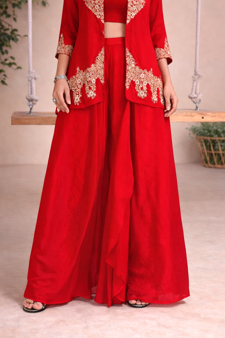 Rasā Scarlet Handwork Luxury Fusion Wear Set