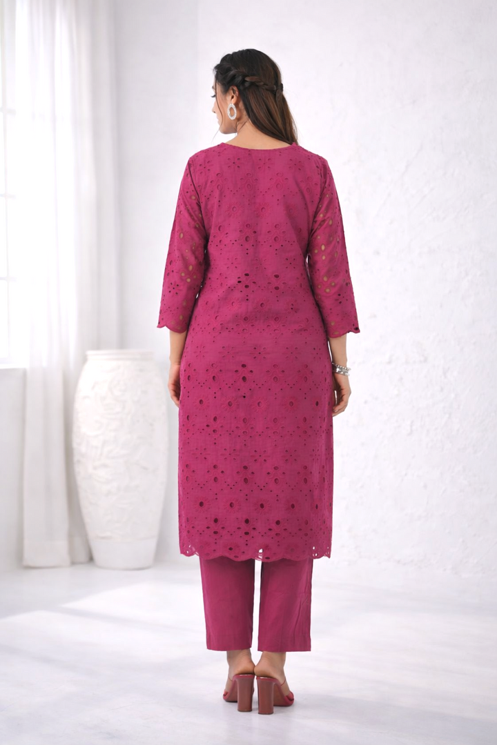 LIPIKA ORCHID SCHIFFLI COTTON CO-ORD SET