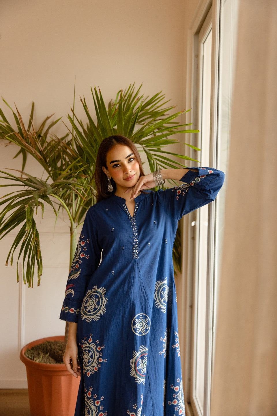 Karen Cobalt printed kurta pant set