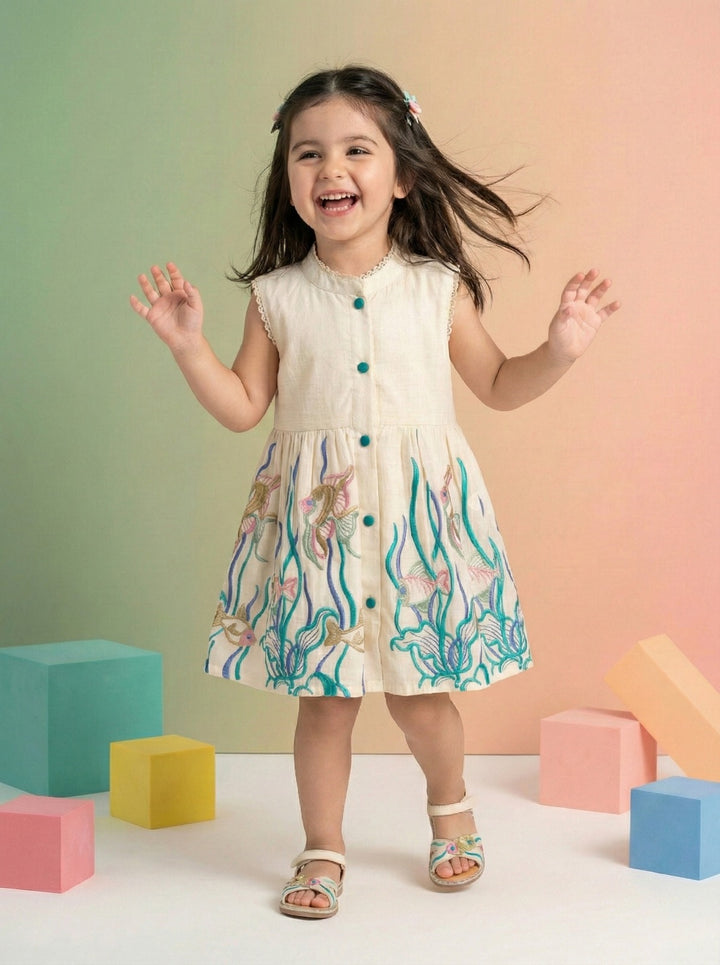 Joy marine embrodiery cotton Dress