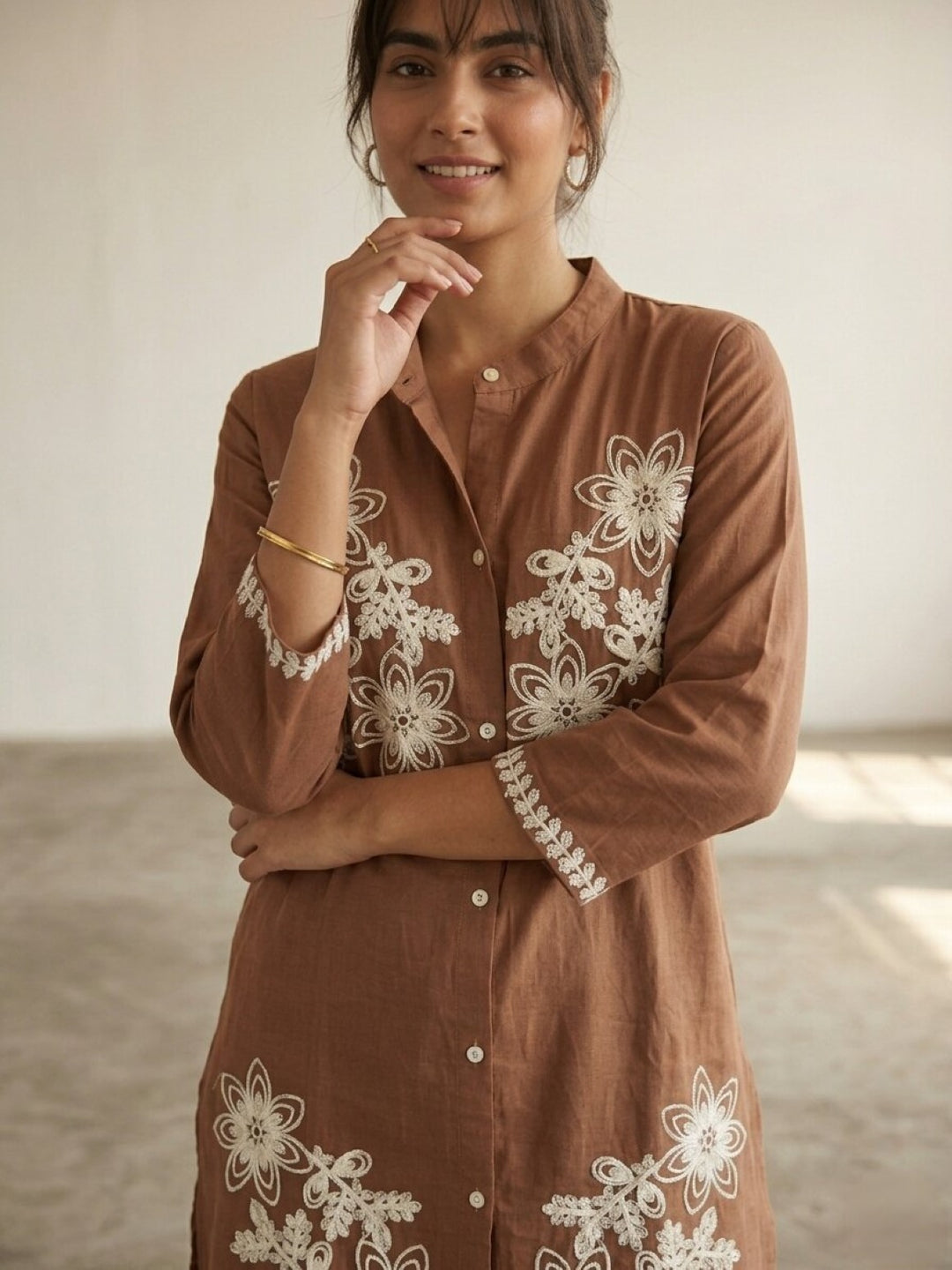 Swades russet embroidery cotton co-ord set