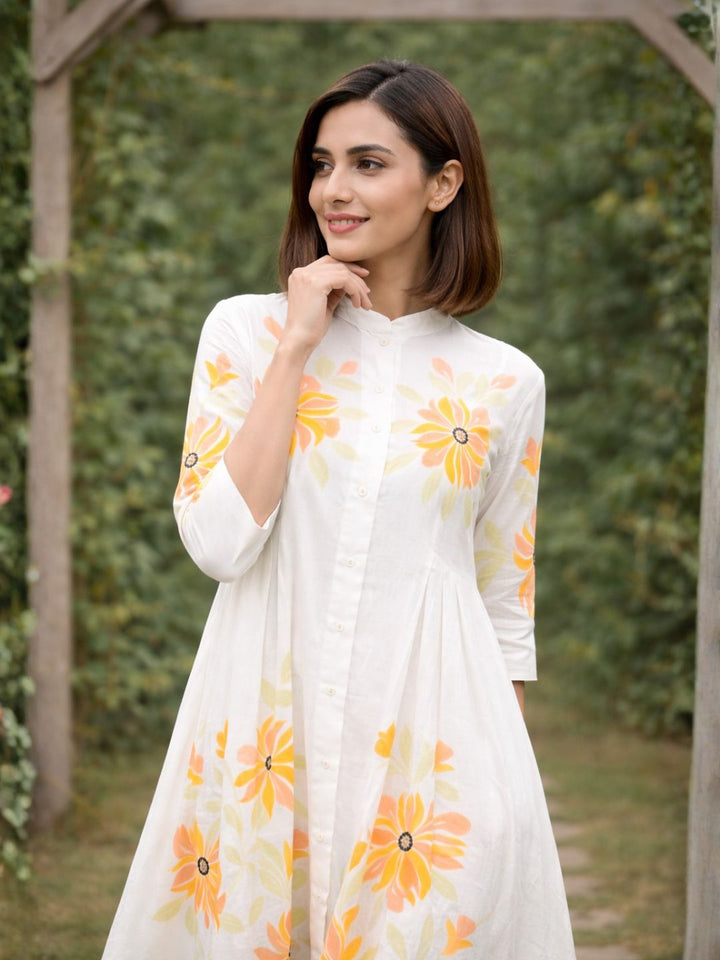 Tiara sunflower cotton kurta pant set