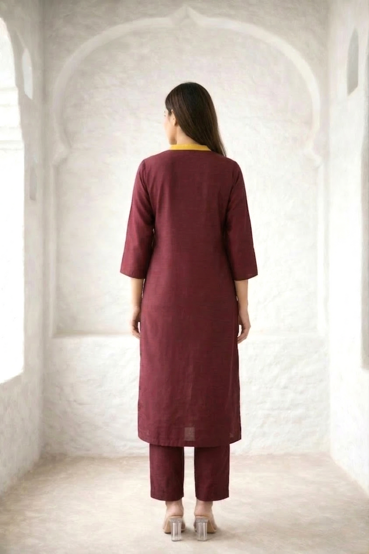 Nabha Wine Printed Work Suit Set