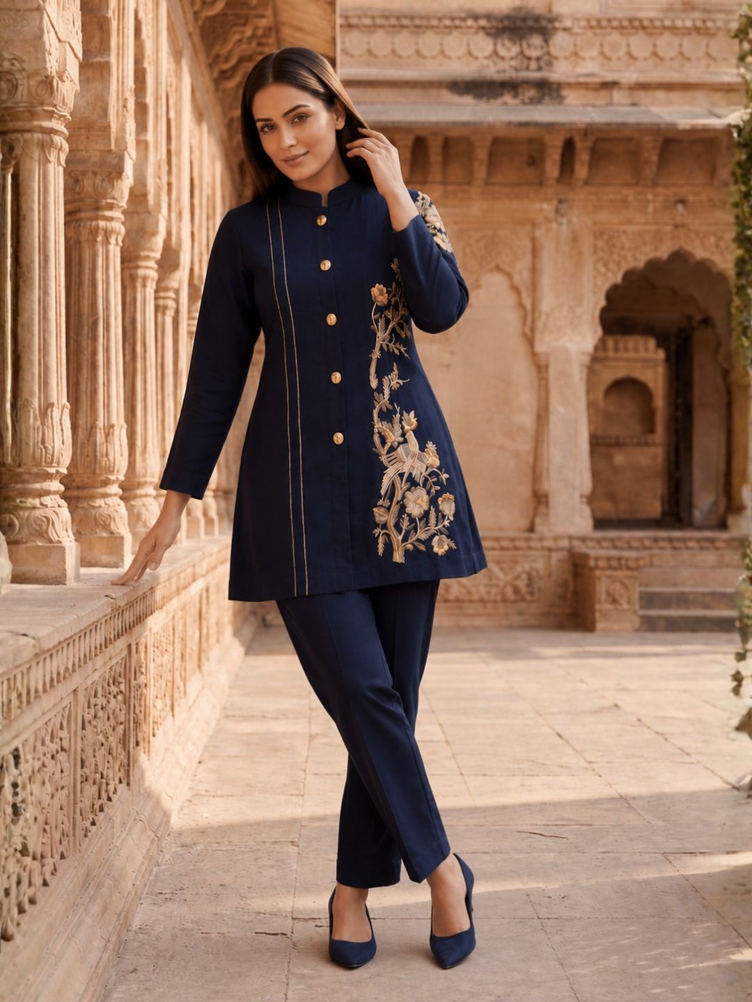 Gaur berry embroidery cotton co-ord set