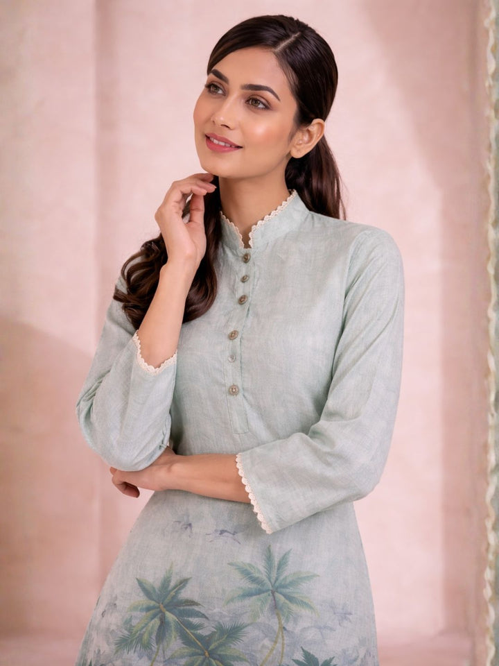 Shanti Minty Printed Work Co-ord Set