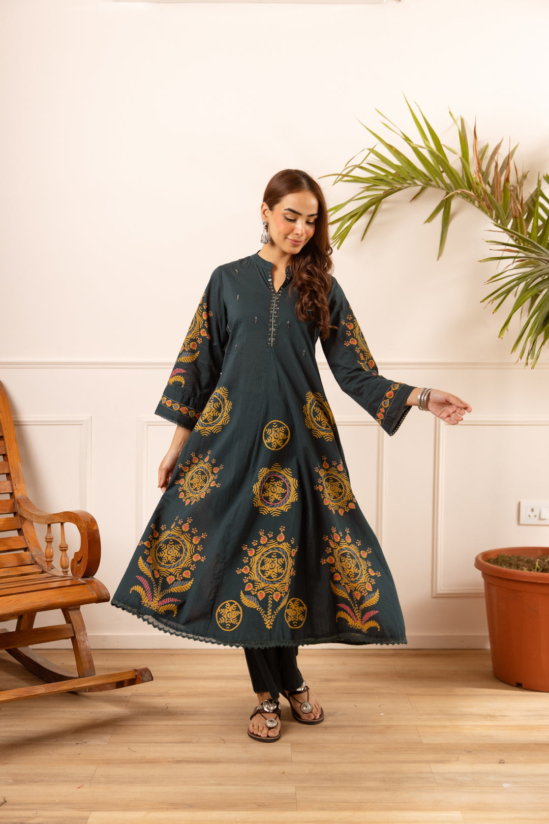 Karen marine printed kurta pant set